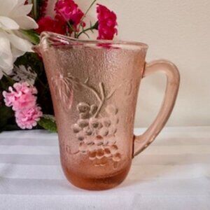 Vintage Pink Depression Glass Creamer Pitcher – 8 oz Soft Blush Milk Jug‎